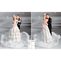 Cake Topper sposi Con Tulle e Bouquet