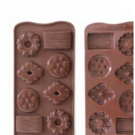 Stampi silicone per cioccolatini a forma di biscotto con 8 cavita