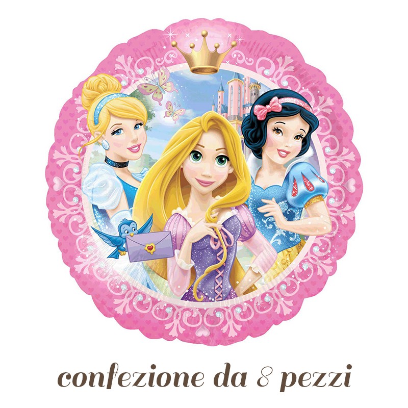 Piatti Piani Principesse Disney in confezione da 8 pezzi in cartone