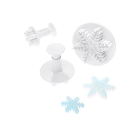 per biscotti e caramelle Set di 3 stampini a stantuffo a forma di fiocco di neve per biscotti e caramelle Set di 3 stampini a stantuffo a forma di fiocco di neve