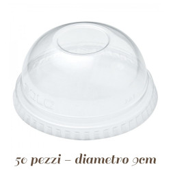 Vegware codice C96D-OH compatibile con bicchieri standard confezione da 50 coperchio a cupola con foro per cannuccia da 96 mm 