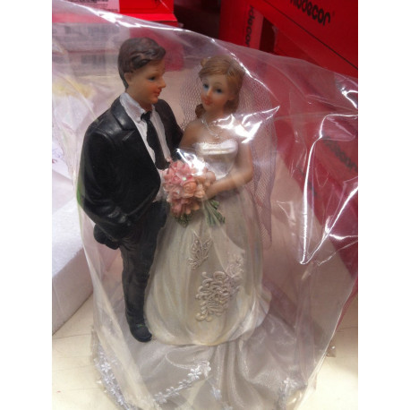 Topper Sposi bouquet e ciuffo altezza 20 cm