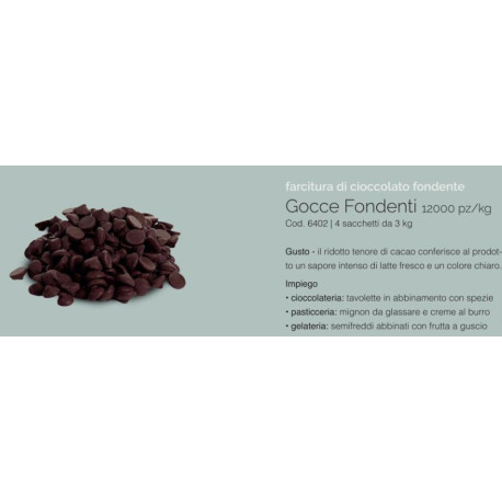 3 kg di Gocce di Cioccolata fondente 12000 pz