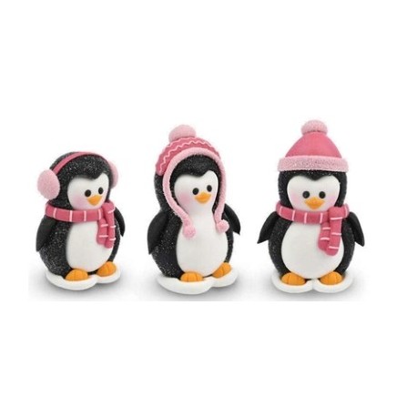 Pinguine di Natale in rosa gelatina e zucchero
